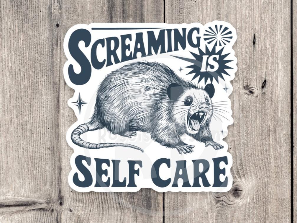 Screaming Possum Sticker: Funny Animal Mental Health Quote - Etsy