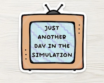 Retro TV Glitch Sticker: Funny Sarcastic Meme Gift