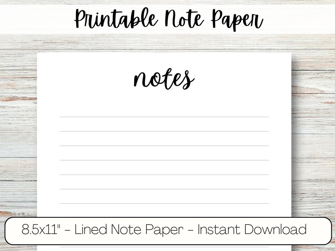 Printable Note Paper, Lined Paper, 8.5x11, Letterhead, Digital Download ...