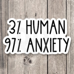 Funny Anxiety Water Bottle Sticker, Mental Health, Introvert Gift image 1