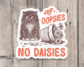 Funny Cat Water Bottle Sticker: Sarcastic Mental Health Quote