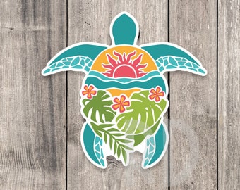 Sea turtle sticker, animal stickers, ocean theme gifts, summertime, beachy stickers for waterbottle