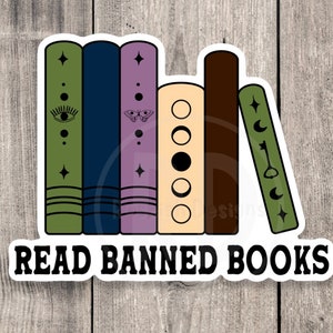 Read banned books sticker, bookish gifts, water bottle stickers, book lover, reading, laptop sticker