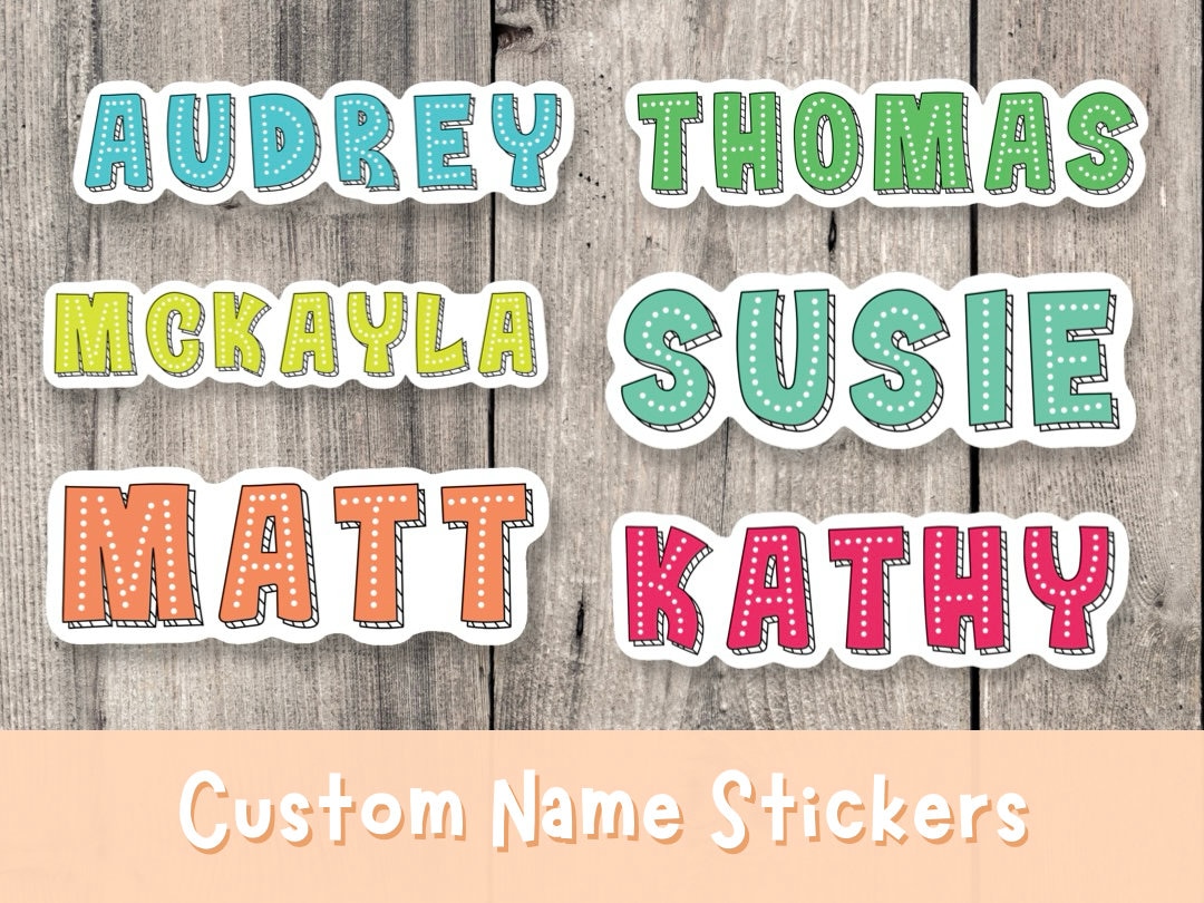 Custom Name Stickers: Water Bottle, Laptop, School Labels - Etsy