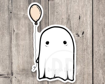 Cute Ghost with Balloon Sticker, Halloween Decor