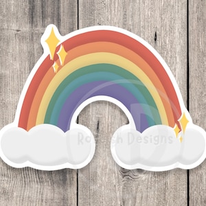 Rainbow sticker, colorful, cartoon rainbow, water bottle sticker, sparkly, kids stickers