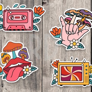 Groovy Stickers, retro stickers, sticker pack, choose your own stickers, 70s theme stickers for water bottle, hippie gifts, colorful