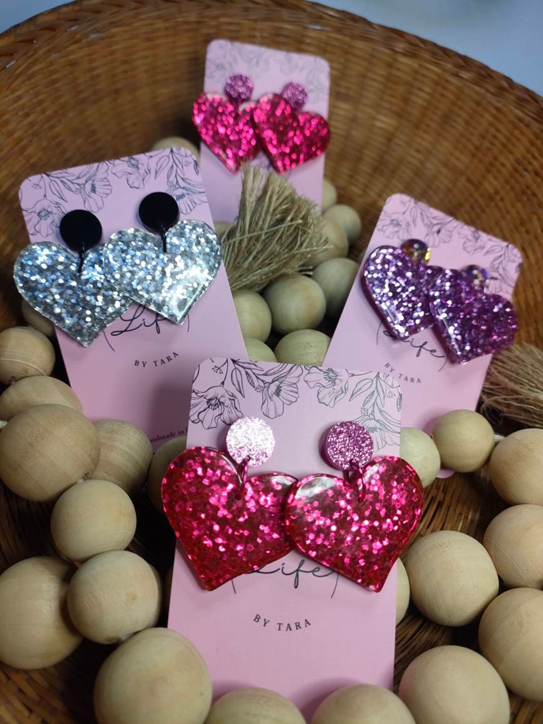 Glitter Resin Heart Stud Earrings Etsy Australia