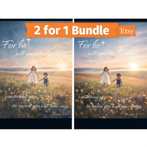 Bijbel Psalm 91 11 He Will Command His Angels Children Meadow Wall Art-bundel