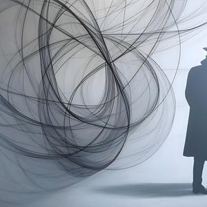 Shadow Man Print: Minimalist Surrealist Black & White Art (Digital Download)