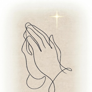 2 hands praying Minimalist Line Art Digital Print Modern Christian Wall Decor