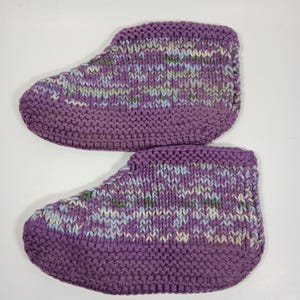 Handmade Thick Crochet Knit Purple Multi Color Warm Bootie Sock Slippers 7-9 OOAK Gift