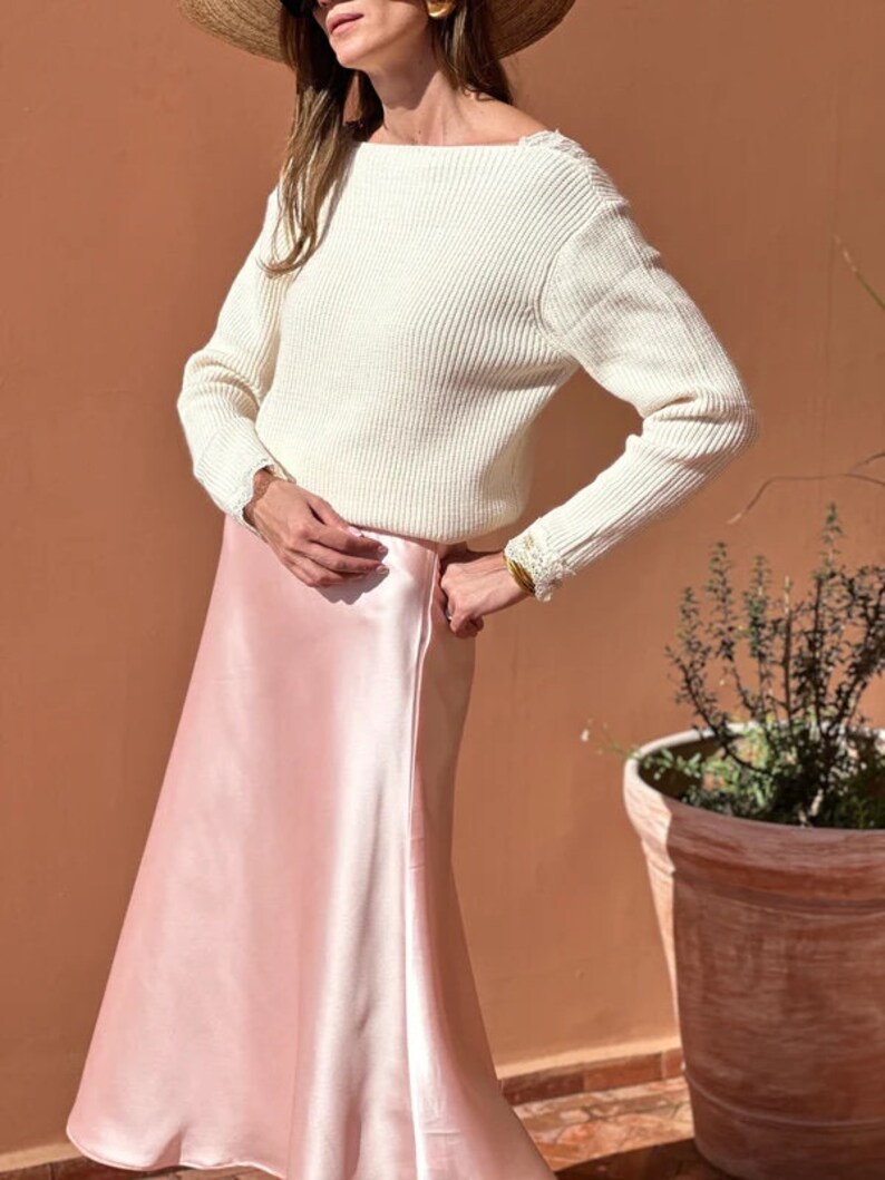 Pastel Pink Long Skirt, Lose Skirt, Flowy Clothing for Women, Chic Skirt, Evening Skirt, image 2