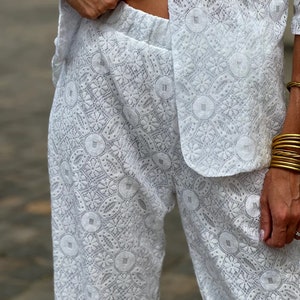 White Set, Ceremony Set, Fully Lace, Jacket and Pants, Chic, Parisian Style, Vintage, image 5