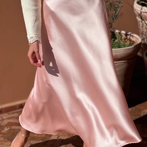 Pastel Pink Long Skirt, Lose Skirt, Flowy Clothing for Women, Chic Skirt, Evening Skirt, image 1