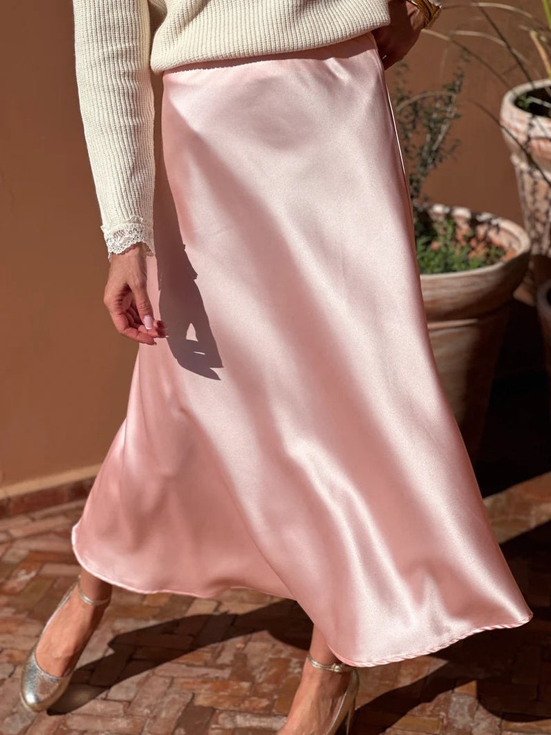 Pastel Pink Long Skirt, Lose Skirt, Flowy Clothing for Women, Chic Skirt, Evening Skirt, image 1
