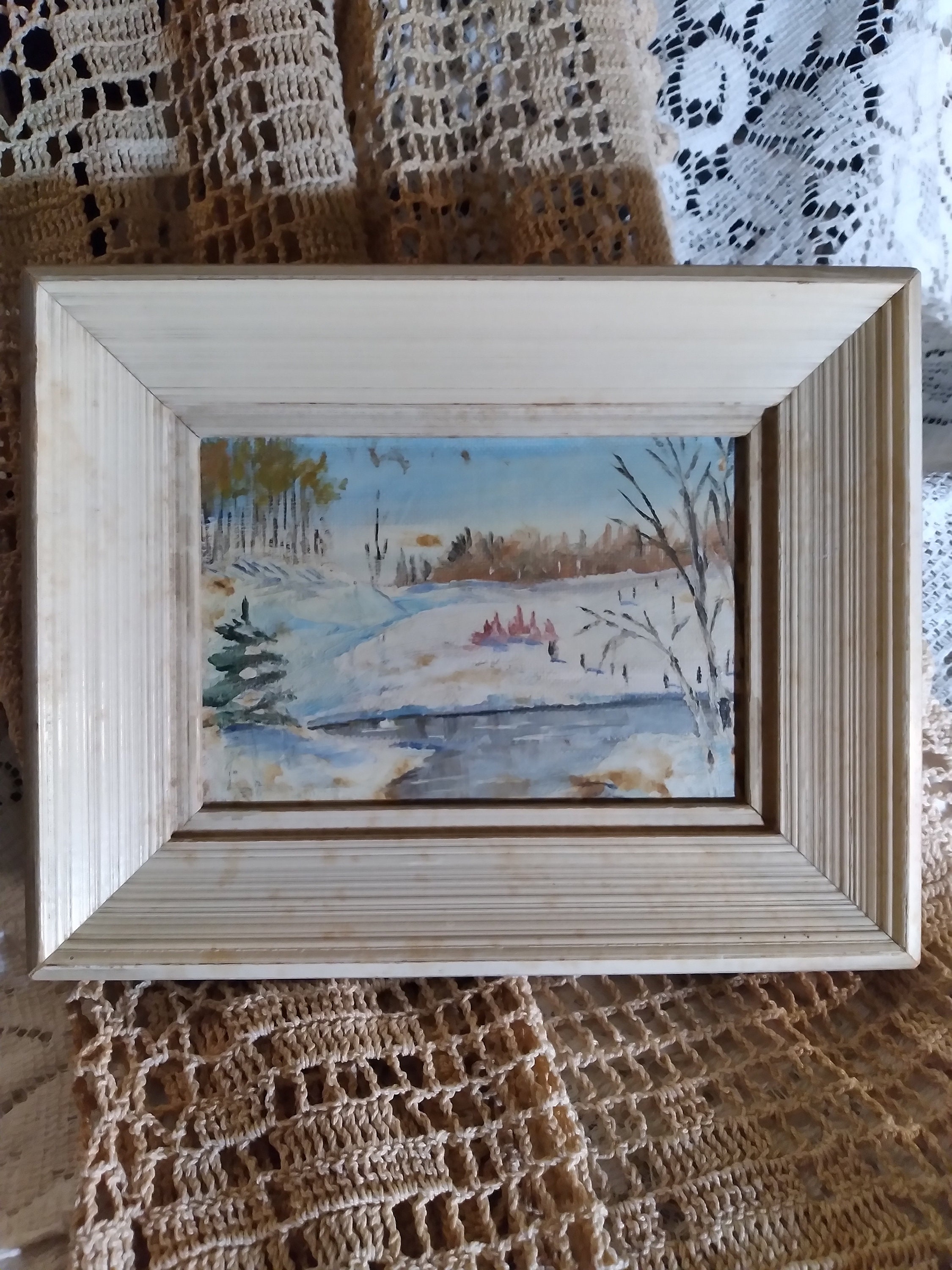 1960s Original Oil Painting Framed Solid Wood Frame Rolland Etsy
