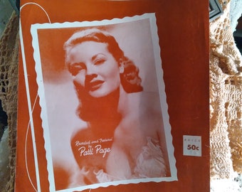 1931-1954 Sheet Music, Music Room Decor, Journal Ephemera, Paper Art Media, Patti Page, Collage, Mixed Media
