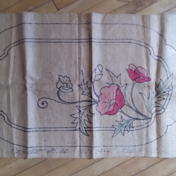 Patron De Tapis Au Crochet Bluenose Vintage A007 36x56 Pouces Motif Floral Roses - Occasion