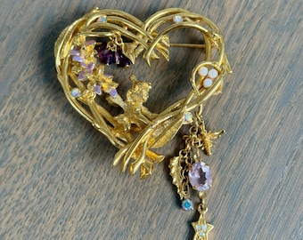 Vintage 90s Kirks Folly Gold Tone Moon Phase Celestial Charm  display picture 3
