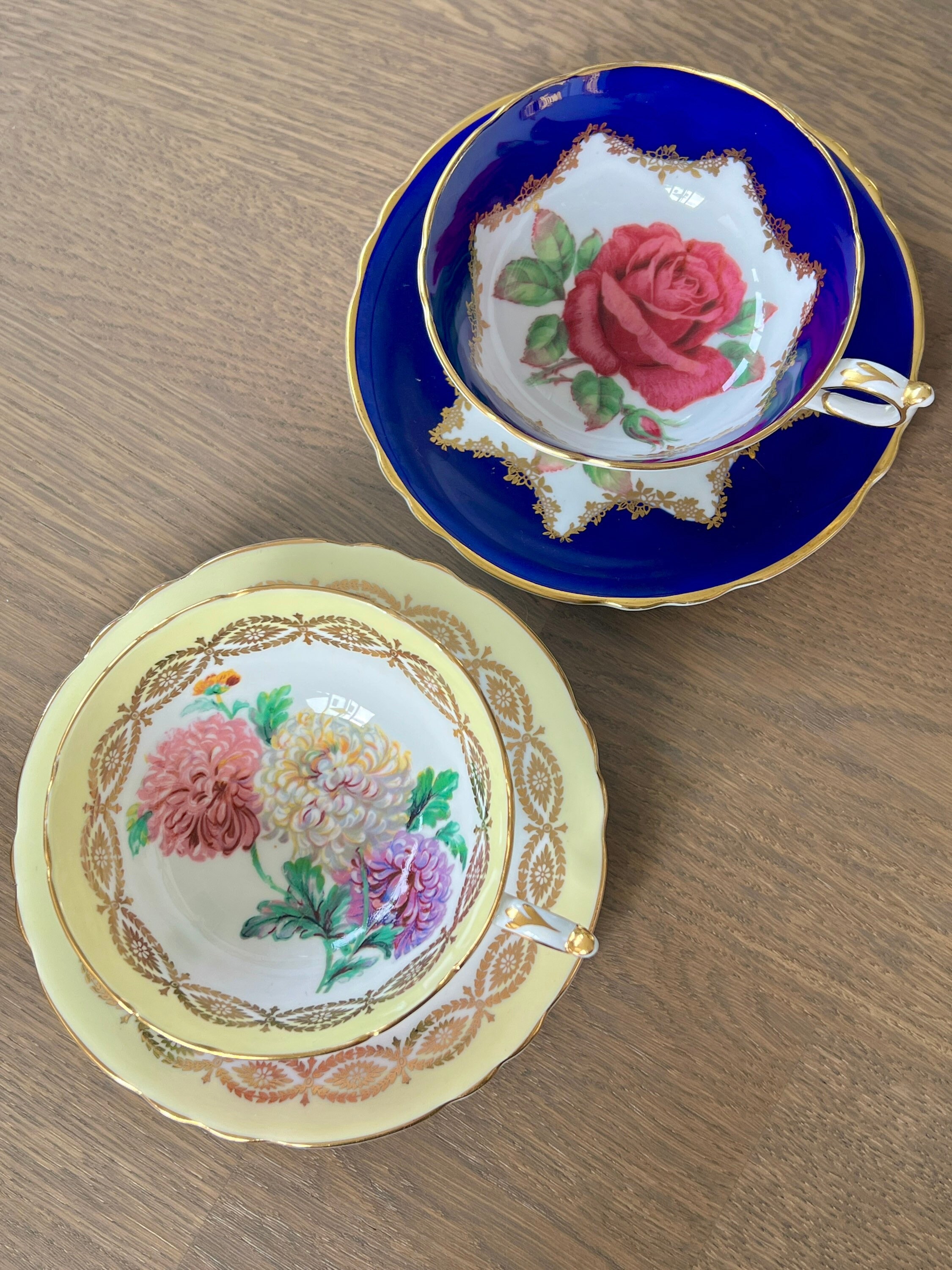 Vintage Paragon Tea Cup and Saucer Set Large Floating Red Cabbage Rose ...