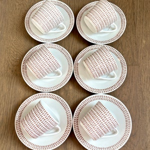 Set of 6 Vintage 1950s Arabia tableware Coffee Espresso Cup and Saucer Set MCM
