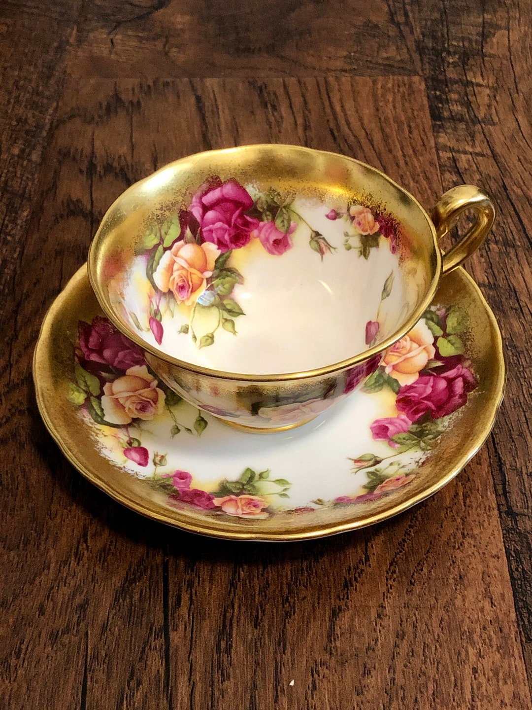 Vintage Golden Rose Fine China Japan Moss Rose Teacup Set - Etsy