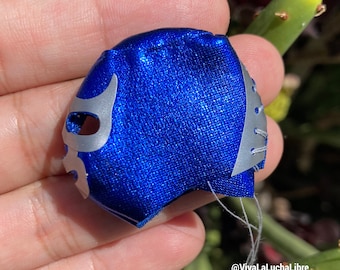 Blue Demon Lucha Libre Mini Mask, Handmade Mexican Luchador Collectible, Wrestling Fan Gift, Mini Wrestling Mask Decor, Lucha Libre Art