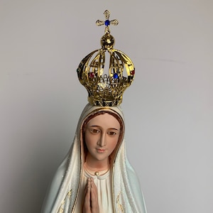 Estatua Religiosa, Nuestra Señora de Fátima,Estatuilla Virgen María Clásica 27.56 " - 70 cm, Estatua Religiosa, Hecho en Portugal, Regalo Religioso