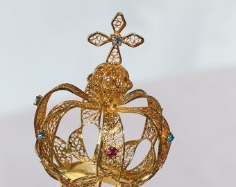 COURONNE en filigrane avec balle Saints Vierge Notre Dame FATIMA Jésus Statue Religieuse