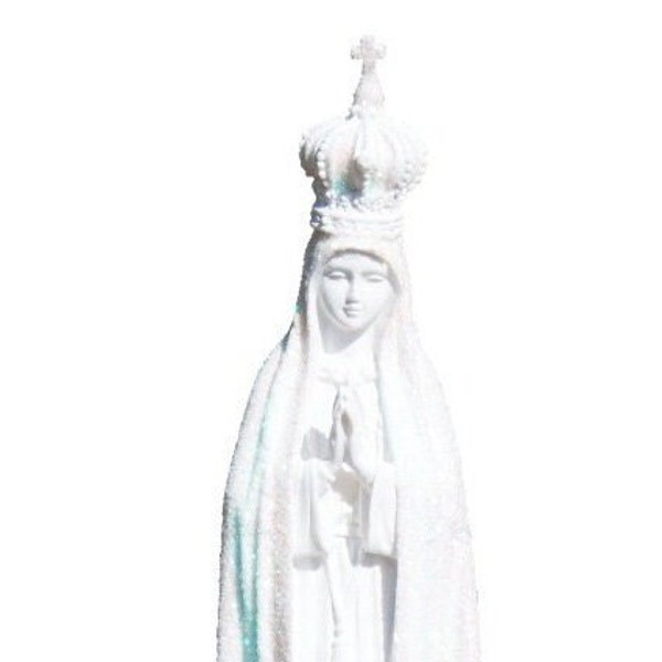 Nuestra Señora de Fátima Virgen María Rosario Estatua Blanco Glister 27.5cm - 10.8"