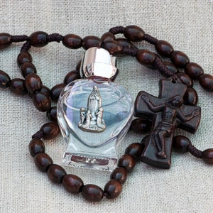 OVAL OLIVE WOOD 8mm Rosary Catholic Prayer Holy Land Fatima Portugal Miraculous Water