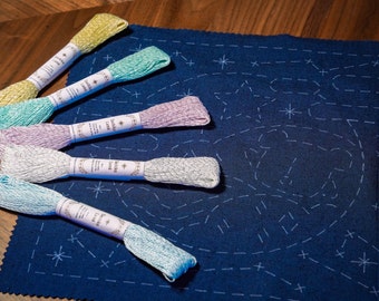 Sashiko - Kit de couture japonais avec l'adorable ours carré dans les étoiles