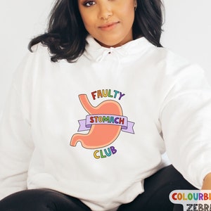 Faulty Stomach Club Hoodie - Ehlers Danlos Syndrome, Cyclic Vomiting Syndrome, Gastroparesis, Crohn&#39;s Disease, IBD Awareness - Spoonie Gift