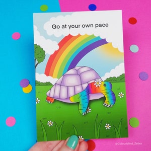 Go At Your Own Pace Postcard - Mental Health Awareness Artwork - Spoonie Gift