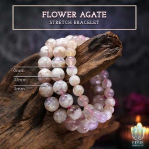 Flower Agate Gemstone Beaded Stretch Bracelet