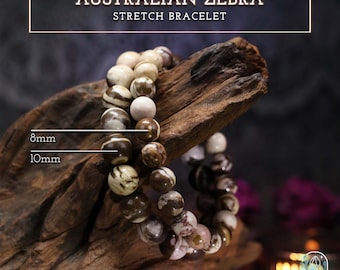 Australian Zebra Jasper Beaded Gemstone Stretch Bracelet