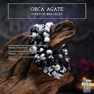 Orca Agate Gemstone Beaded Stretch Bracelet