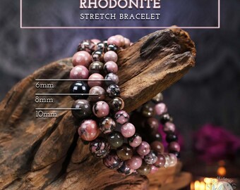Rhodonite Beaded Gemstone Stretch Bracelets