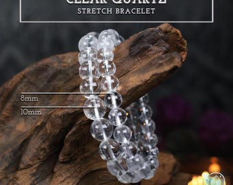 Clear Quartz Beaded Gemstone Stretch Bracelet