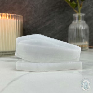 Polished Selenite Coffin Bowl Carving
