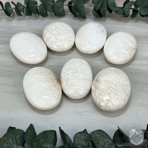 Polished Scolecite Palm Stones From India