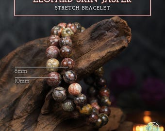 Leopard Skin Jasper Beaded Stretch Bracelet
