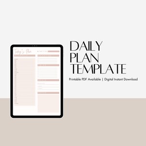 Neutral Daily digital planner, To Do List, Printable Productivity Day Planner for Work | Work Day Diary Insert | Organize