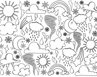 GIANT Weather Coloring Page *digital download*