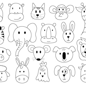 GIANT Animal Faces Coloring Page *descarga digital*