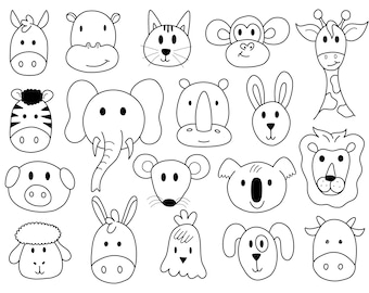 GIANT Animal Faces Coloring Page digital Download - Etsy