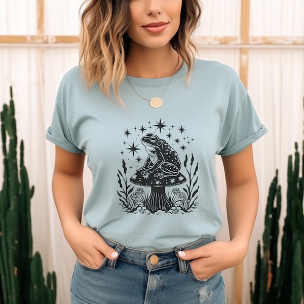 Mystical Frog T-shirt | celestial shirt | frog lover gift | frog shirt | toad shirt | mushroom tshirt | boho mushroom shirt