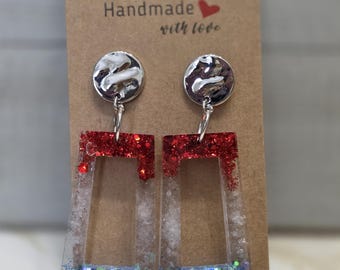 Kolczyki wiszące z okazji 4 lipca, żywica w kolorze czerwono-biało-niebieskim, USA Patriotyczne