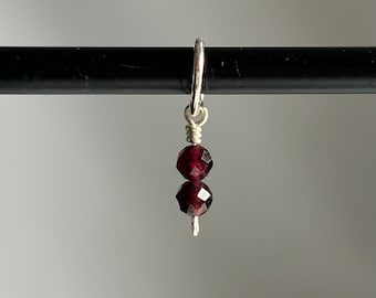 Natural Garnet January Birthstone Charm, 14k Gold or Silver